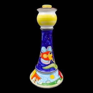 Nino Parrucca Large Italian Hand-Painted Candlestick